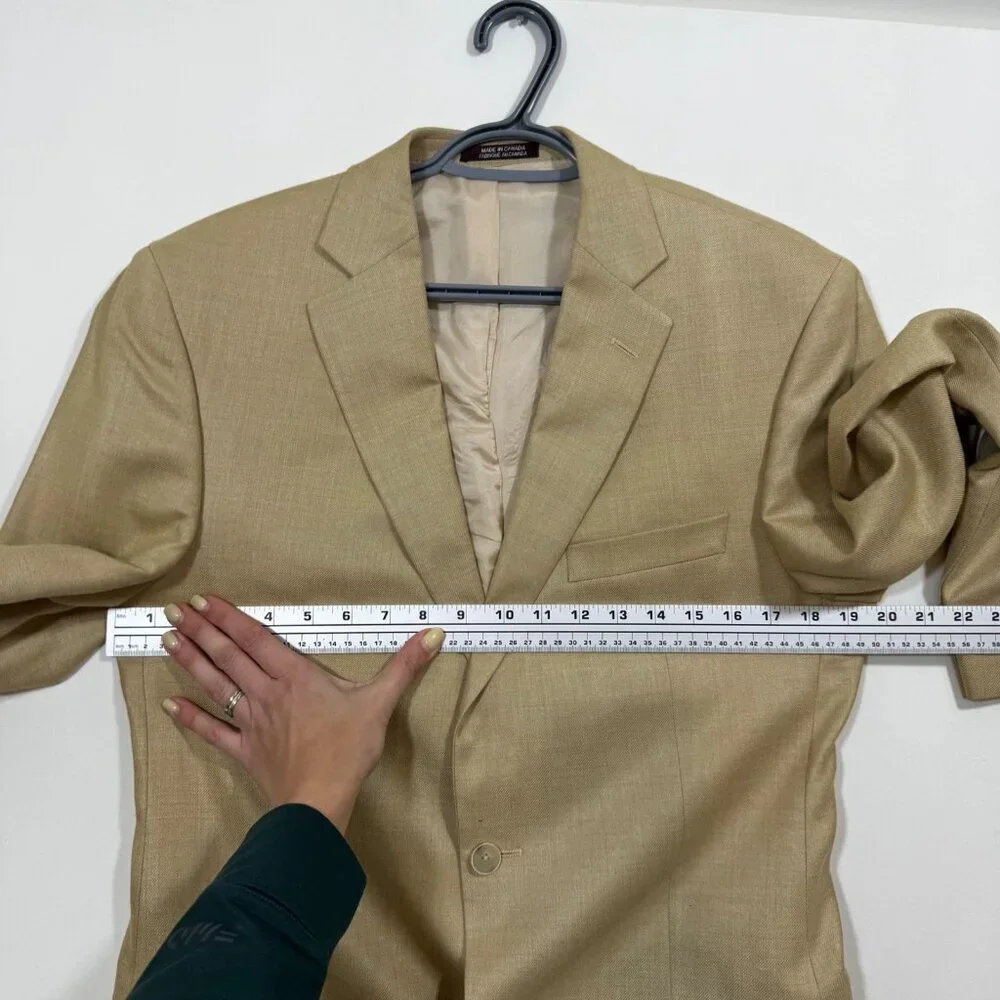 Black Brown 1826 Men's Blazer Tan Silk Wool Linen 40L Never Worn Quiet Luxury